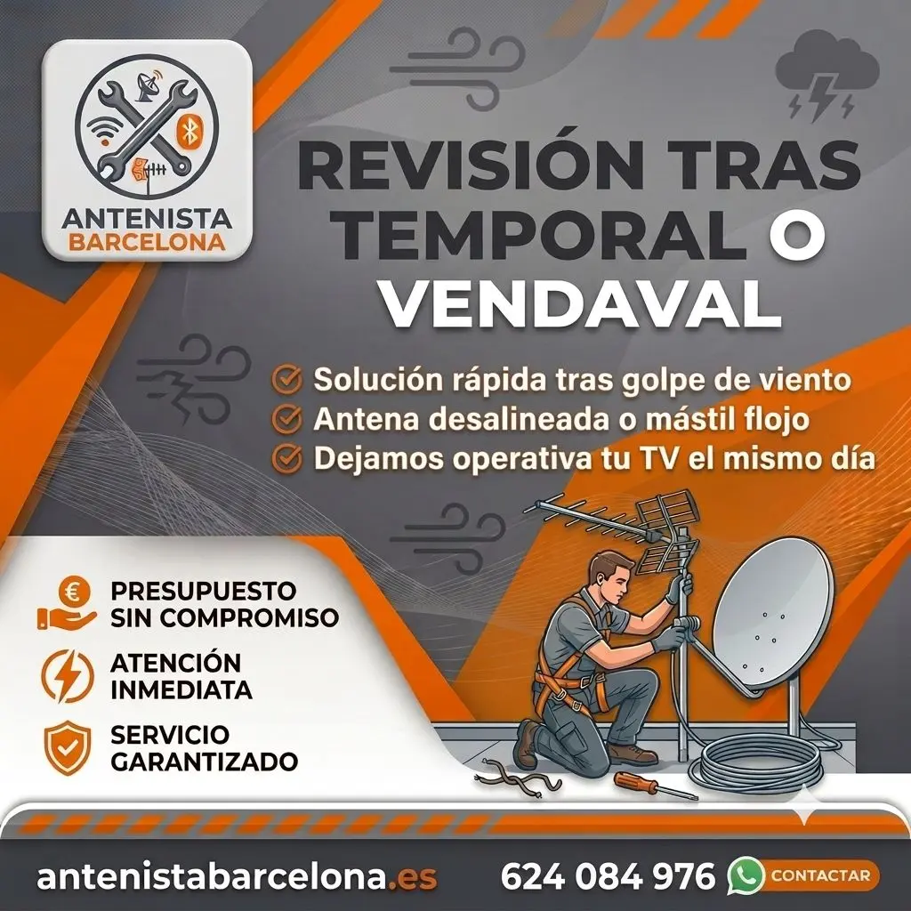 Revision antena temporal viento en Barcelona