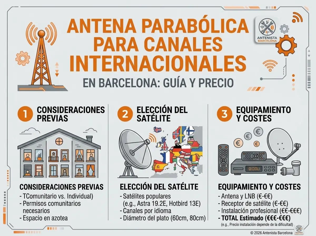 Antena parabólica para canales internacionales en Barcelona